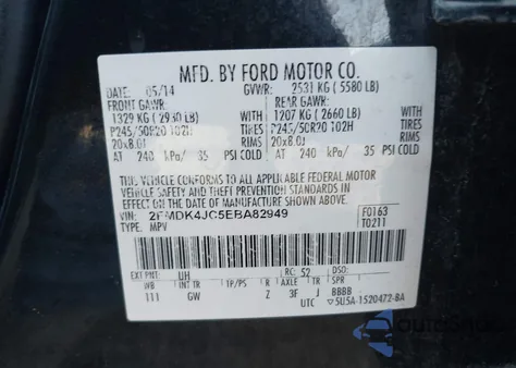 2014 Ford Edge Sel z USA, uszkodzony, nr VIN 2FMDK4JC5EBA82949